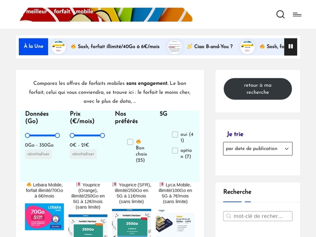 Meilleur forfait Mobile