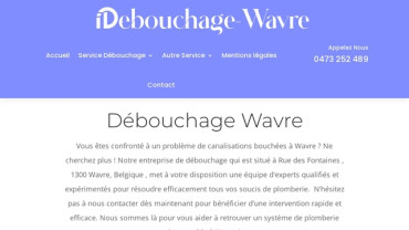 Page d'accueil du site : Débouchage Wavre