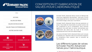 Page d'accueil du site : Schrader Pacific Advanced Valves
