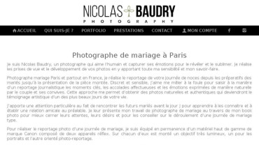 Page d'accueil du site : Nicolas Baudry Photography