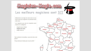 Page d'accueil du site : Magiciens en France