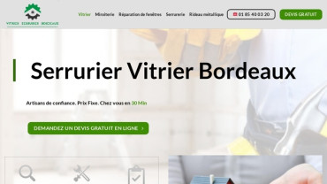 Page d'accueil du site : Serrurier Vitrier Bordeaux 
