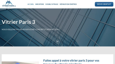 Page d'accueil du site : Vitrier Paris 3