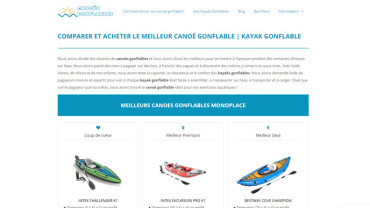 Page d'accueil du site : Canoés gonflables