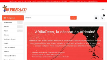 Page d'accueil du site : Afrikadeco