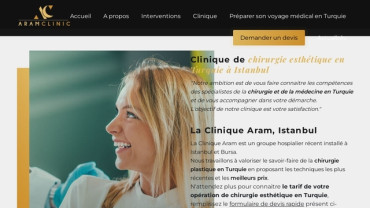 Page d'accueil du site : Clinique Aram