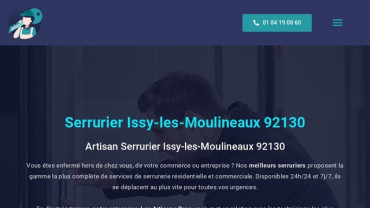 Page d'accueil du site : Serrurierissylesmoulineaux.fr