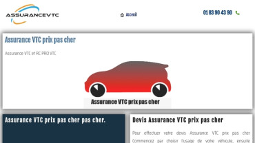 Page d'accueil du site : Assurance VTC