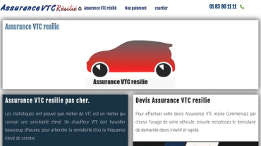 Page d'accueil du site : Assurance VTC Résiliée