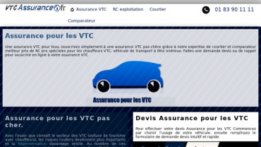 Page d'accueil du site : VTC Assurance