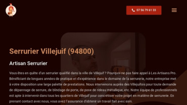 Page d'accueil du site : Serruriervillejuif.fr