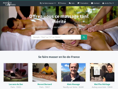 Page d'accueil du site : Massage à Paris