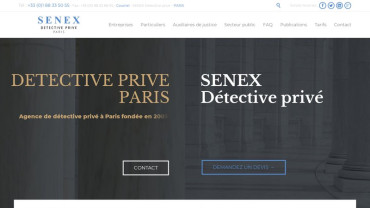 Page d'accueil du site : SENEX Détective